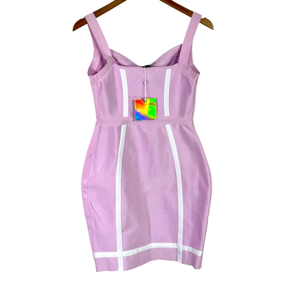 NWT Missguided Zip Through Binding Bust Cup Mini Dress in Lilac Size US 8 - Picture 6 of 6